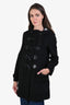 Burberry Brit Black Wool Midi Duffle Coat Size 4