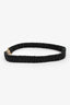 Pre-loved Chanel™ 2023 Black Leather Crystal Logo Belt Size 75/30