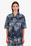 Louis Vuitton Blue Monogram Tapestry Short Sleeve Button Up Shirt Size M Men's