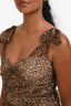 Christian Dior Black/Brown Silk Leopard Print Ruched Mini Dress Size 4