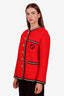 Gucci Red Wool Tweed GG Embroidered Jacket Size 40
