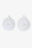 Hermès Orange/White Tressages Equestre Porcelain Cup and Saucer Set X2