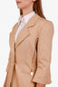 Christian Dior Vintage Runway Camel Lace Up Short Sleeve Blazer Estimated Size S