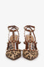 Valentino Cheetah Printed Rockstud Wrap Ankle Heels Size 37.5