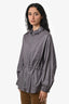 Hermès Grey Cotton Drawstring Waist Ruffle Blouse Size 40