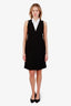 Christian Dior Black/White Wool Sleeveless Midi Dress with Spread Collar Size 4
