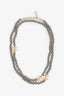 Pre-loved Chanel™ 2024 Grey Gold Tone Faux Pearls Strass CC Logo Long Necklace