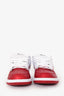 Nike x Supreme White/Red Leather SB Dunk Low "Jewel Swoosh" Sneakers Size 8.5 Mens