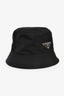 Prada Black Nylon Logo Bucket Hat Size S