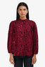 Ba&sh Burgundy Printed Long Sleeve Button Down Blouse Size 0