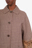 Intrend Brown Houndstooth Wool Fur Trimmed Coat Size 2