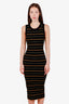 ALC Black Striped Sleeveless Ribbed Knit Maxi Dress Size S