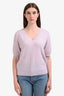 White + Warren Lilac Cashmere V-Neck Sweater Size M