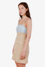Sandro Blue/Yellow Denim Tweed Mina Chambray Mini Dress Size 36