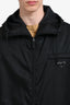 Prada 2018 Black Nylon Logo Plaque Hooded Lightweight Jacket Size L Men's