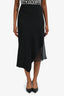 Cushnie Black Silk Blend Asymmetrical Midi Skirt Size 2