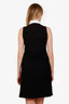Christian Dior Black/White Wool Sleeveless Midi Dress with Spread Collar Size 4