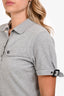 Burberry Grey Cotton Nova Check Collared Short Sleeve Polo Size XL with Buckle Detailing