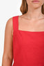 Theory Red Linen Blend Mini Dress Size 12