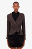 Armani Collezioni Grey Wool Cinched Blazer Top Size 8