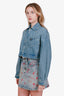 Prada Light Blue Cropped Denim Zip Up Jacket Size 36