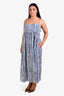 Vince Blue/White Sustainable Silk Nylon Striped Sleeveless Midi Dress Size 12