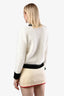 Balmain White/Black Wool Blend Gold Button Brushed Knit Cardigan Size 34