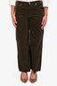 Citizens of Humanity Olive Green 'Lyra' Wide Leg Crop Corduroy Pants Size 27