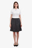 Pre-loved Chanel™ Navy/White Wool Silk Blend Striped Skirt Size 38