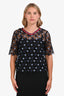 Sandro Black/Blue Star Lace Top Size 2