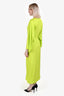 Smythe Green Satin V-Neck 3/4 Sleeve Knot Detail Midi Dress Size XS