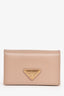 Prada Beige Vitello Move Triangle Plaque Flap Card Holder