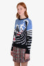 Thom Browne Blue Multicolour Cotton Knit Surf & Shark Intarsia Crewneck Sweater Size 1
