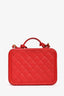Pre-loved Chanel™ 2018 19 Red Caviar Leather Medium Filigree Vanity Case