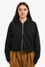 Miu Miu 2023 Black Logo Cropped Zip Up Hoodie Size L