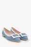 Roger Vivier Denim/White Leather Trimmed Pointed Toe Flats Size 40