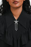 Miu Miu 2018 Black Silk Collared Star Embellished Short Sleeve Top Size 36