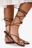 Valentino Brown/Gold Leather Rockstud Wrap-Around Sandals Size 39