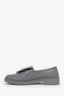 Pre-loved Chanel™ Grey Leather Interlocking CC Logo Loafers Size 37.5