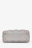 Christian Dior 2017 Pearl Grey Cannage Leather Mini Lady Dior Top Handle With Strap