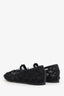 Valentino Black Mesh Leather Trim Logo Ballet Flats Size 38