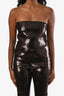 Combinaison bustier Saint Laurent 2022 à sequins marron foncé, jambe fuselée, taille M