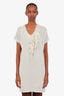 Brunello Cucinelli Beige Knit Tunic With Silk Fringe Slip Size S