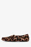 Tod's Brown Leopard Printed Pony Hair Calfskin Leather Gommino Bubble Loafers Size 36.5