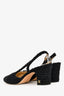 Pre-loved Chanel™ Black Tweed Cap Toe Slingback Heels Size 37.5
