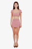 Guizio Pink Wool Scoop Neck Knit Crop Top with Mini Skirt Size XS/S