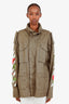Off-White co Virgil Abloh Green Cotton Embroidered Hooded Parka Jacket Size L