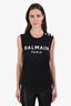 Balmain Black Cotton Logo Sleeveless Size XXS