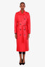 Mackage Red Leather Belted Gael Trench Coat Size S