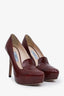Prada Red Leather Embroidered Heels Size 36